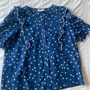 Sezane Ruffle Polka Dot Top